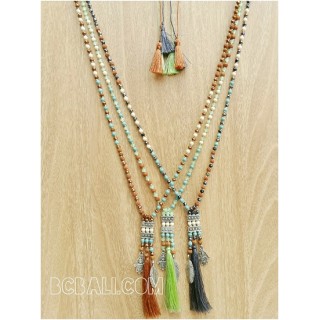 crystal beads tassels charms caps necklaces three color